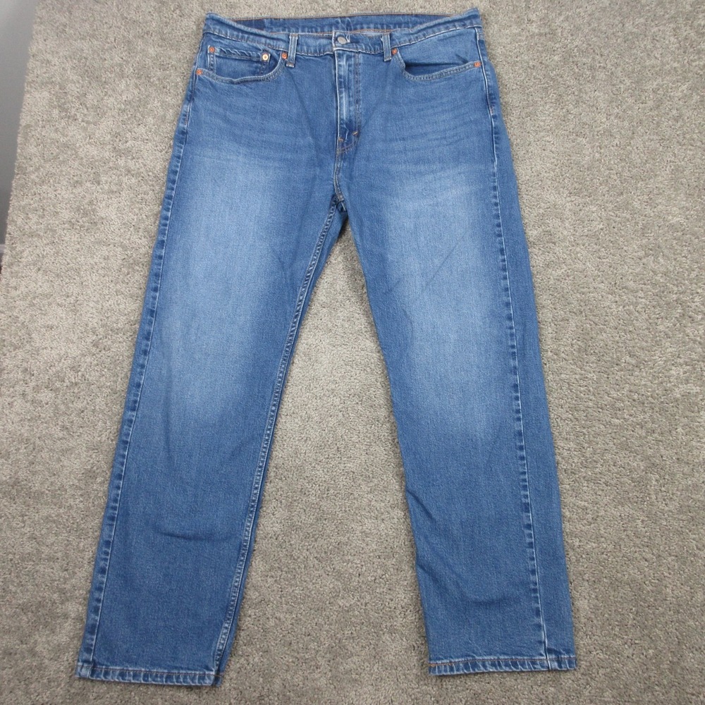 Levis Jeans‎ Mens 38x32 Blue 505 Regular Straight Faded Whiskering Denim Pants
